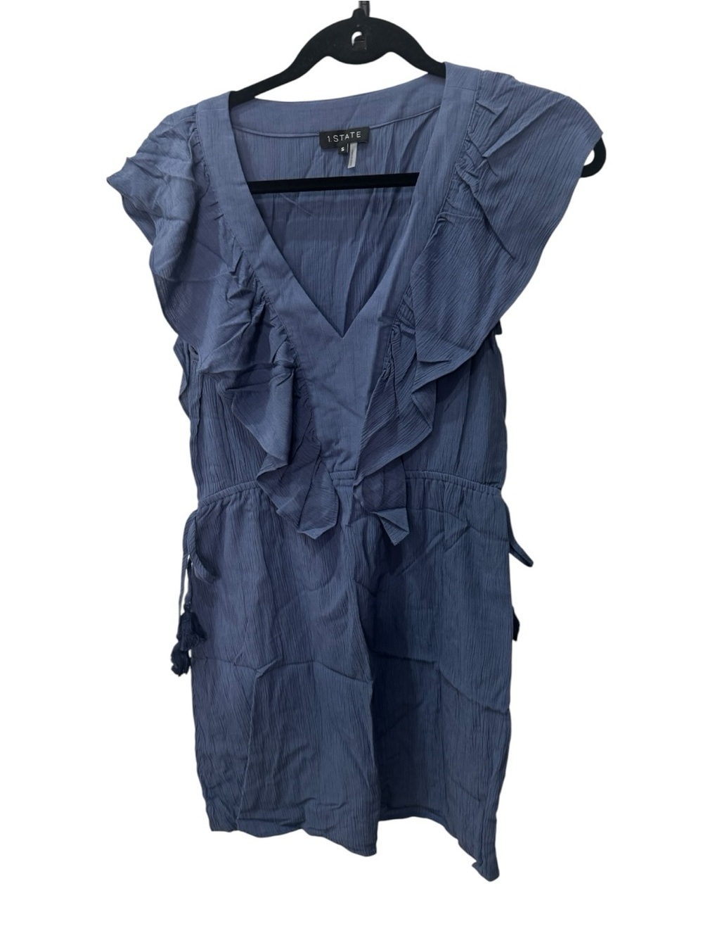 1.STATE Gypsy night  NWT blue Ruffle Edge Mini Dress size S